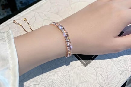 Adjustable Baguette Crystal Tennis Bracelet - Rose Gold!