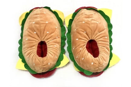 Funny Hamburger Fuzzy Slippers!