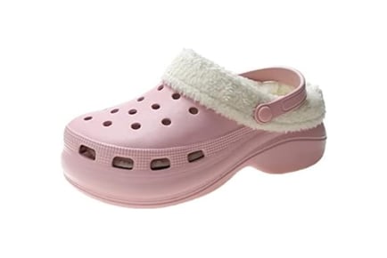 Croc Inspired Fuzzy Slippers - Black, Pink or White!