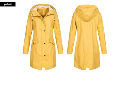 Waterproof hooded raincoat, UK Size 8, Yellow