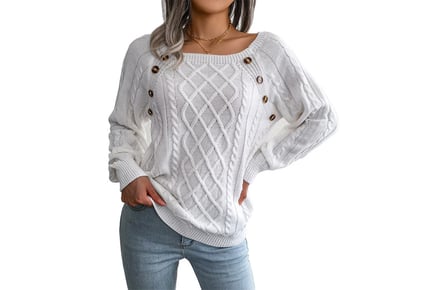 Knitted Button Long Sleeve Jumper in 5 Colour Options