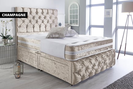 Crushed Velvet Divan Bed, Superking, 4 drawers, Silver