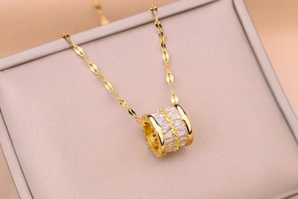 Gold Plated Adjustable Crystal Hoop Pendant