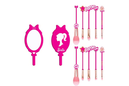 Barbie Inspired Make Up Brush Set with Mirror Option