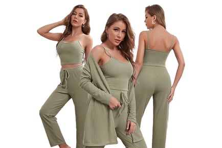 Women's Waffle Knit Pyjama Loungewear Set - 4 Colours!