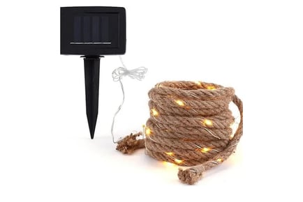 Hemp Rope with Solar Powered LED Fairy Lights in 2 Variants