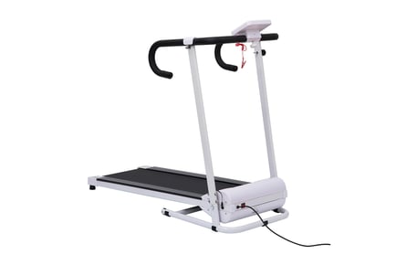 Motorised Folding Home Treadmill with LCD Monitor in White