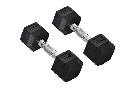 Rubber Dumbbell Set for Home Gym in 4 Weight Variants