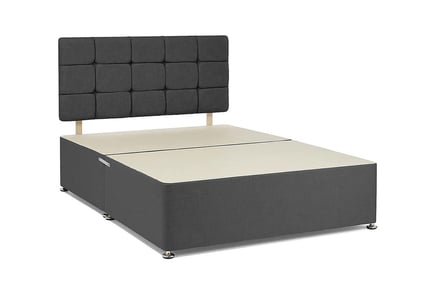 A grey divan bed, Super King, 4 Drawers