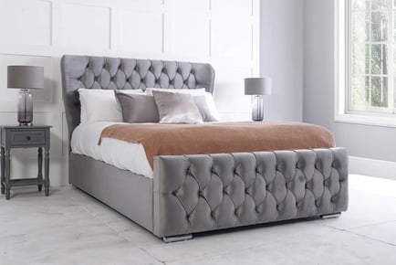 Grey Kendall Wingback Bed with Mattress Option - All Sizes Available