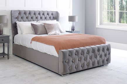 Grey Kendall Wingback Bed with Mattress Option - All Sizes Available