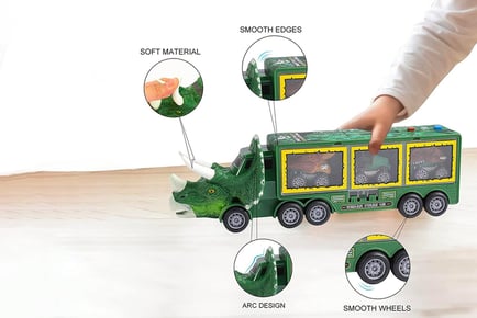 14-Piece Children's Dinosaur-Themed Transporter Truck Set