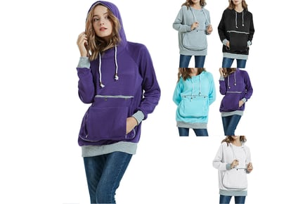 Womens Pet Pouch Hoodie with Long Sleeves in Many Colours