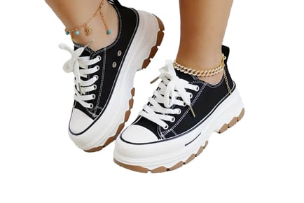 Women's Converse Inspired Chunky Platform Canvas Trainers