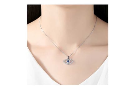 Blue Evil Eye Crystal Pendant Necklace