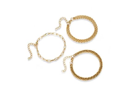 Three Layers Gold Tone Bracelet Set