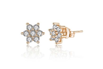 Crystals Women Rosegold Flower Earrings