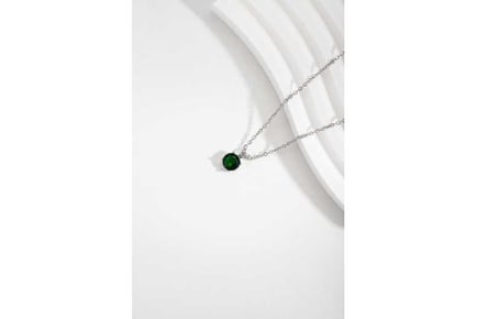 Silver Chain Emerald Crystal Necklace