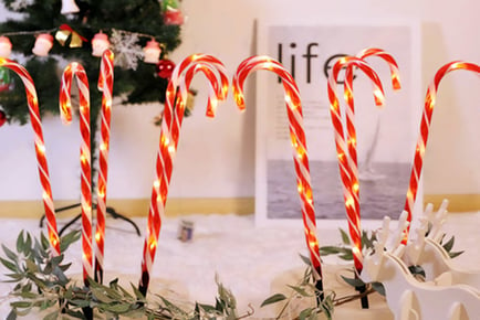 Set of 5 or 10 Candy Cane Walkway Lights