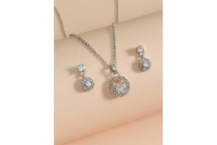 Crystal Pendant Necklace & Earrings Set