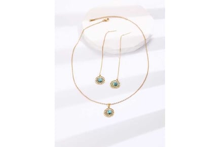 Turquoise Round Necklace & Earrings Set