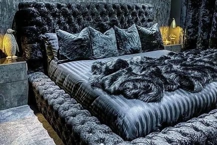 Black Crushed Upholstered Bed