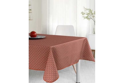 Stain Resistant Tablecloth Red Print