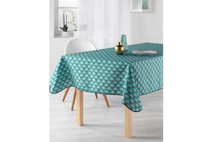 Stain Resistant Tablecloth PeacockCyan