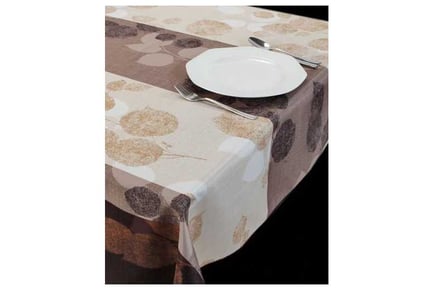 Stain Resistant Tablecloth Brown Leaf