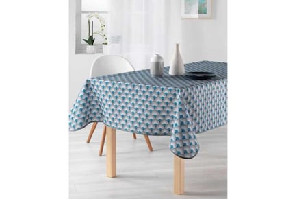 Peacock Blue Stain-Resistant Tablecloth