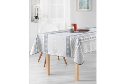 Stain Resistant Tablecloth AbanicosWhite