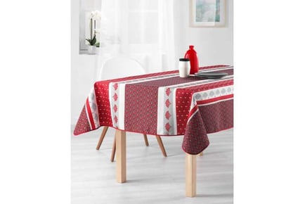 Stain Resistant Tablecloth AbanicosRed