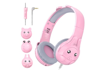 Kids Wired Headphones - Volume Control & Cute Ear Covers!