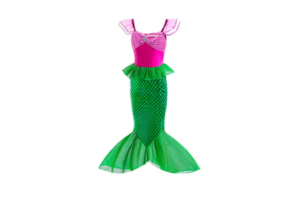 Little Girls Mermaid Costume Dress in Green or Purple