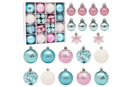 44pc Multi Size Christmas Bauble Sets - 8 Colour Options