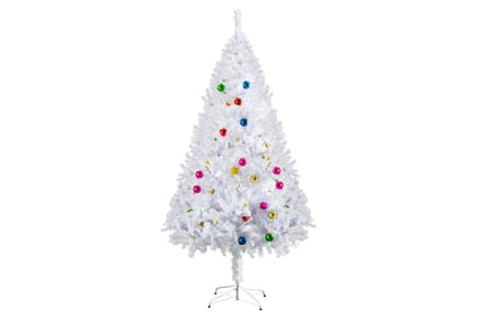 White PVC Christmas Tree with Ornaments in 2 Height Options