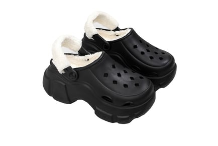 Womens Croc Inspired Fleece Lined Fuzzy Shoes in 4 Options
