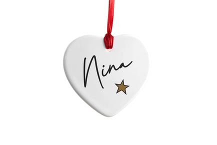 Personalised Christmas Star Heart Decoration