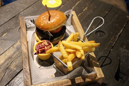 Burger or Pizza, Small Plate And Drink For 2, 3 Or 4 - Bar 50