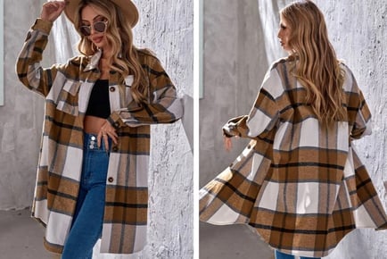 Plaid Print Long Length Jacket in 3 Colours and 5 Sizes