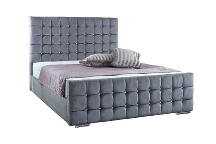 Royal Grey Velvet Cube Bed