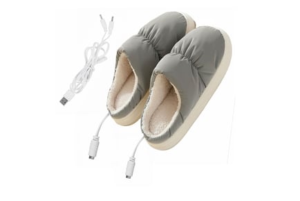 Sherpa Lined USB Powered Plush Heating Indoor Slippers