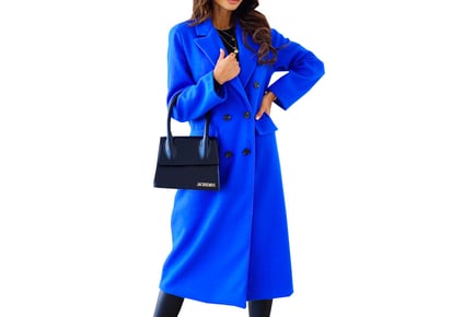 Double Breasted Lapel Button Wool Coat in 4 Sizes 5 Colours