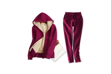 Womens Fleece Lined Tracksuit Set in 4 Colours and 6 Sizes