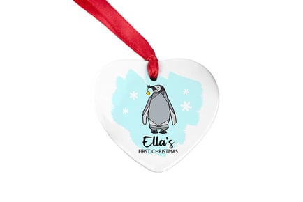 Personalised First Christmas Heart Penguin Ornament!