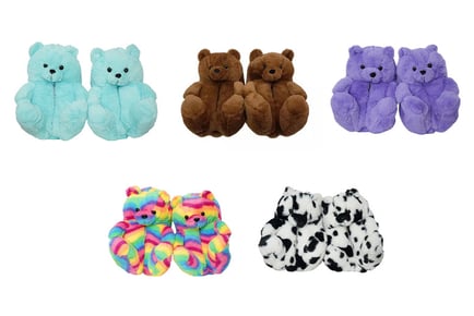 Fluffy Teddy Bear Slippers in 11 Colour Options