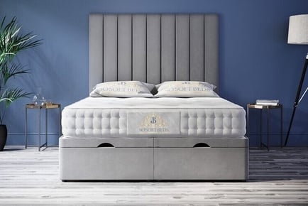 Ottoman Bed Frame with Floor Headboard and Storage in 8 Options