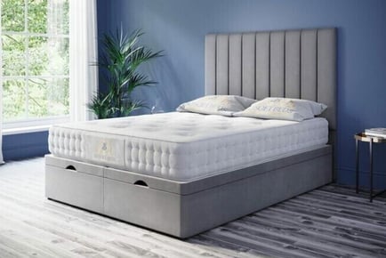 Ottoman Bed Frame with Floor Headboard and Storage in 8 Options