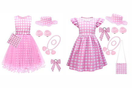 Barbie Inspired Pink Chequered Outfit in 2 Options and 6 Sizes