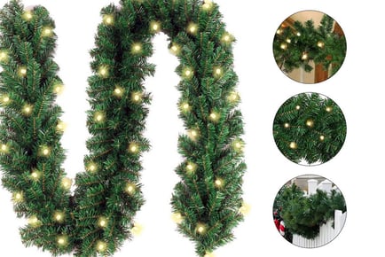 9FT LED Christmas Garland - Stairs, Fireplace, Outdoor & Indoor